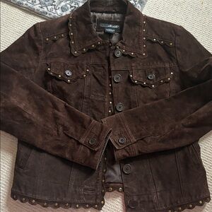 Vintage Willi Smith Brown Suede Leather Studded Jacket